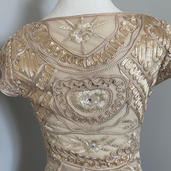 Sue Wong Beige Lace Mini Dress - Picture 7 of 11